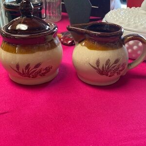 Vintage Stoneware creamer and condiment
